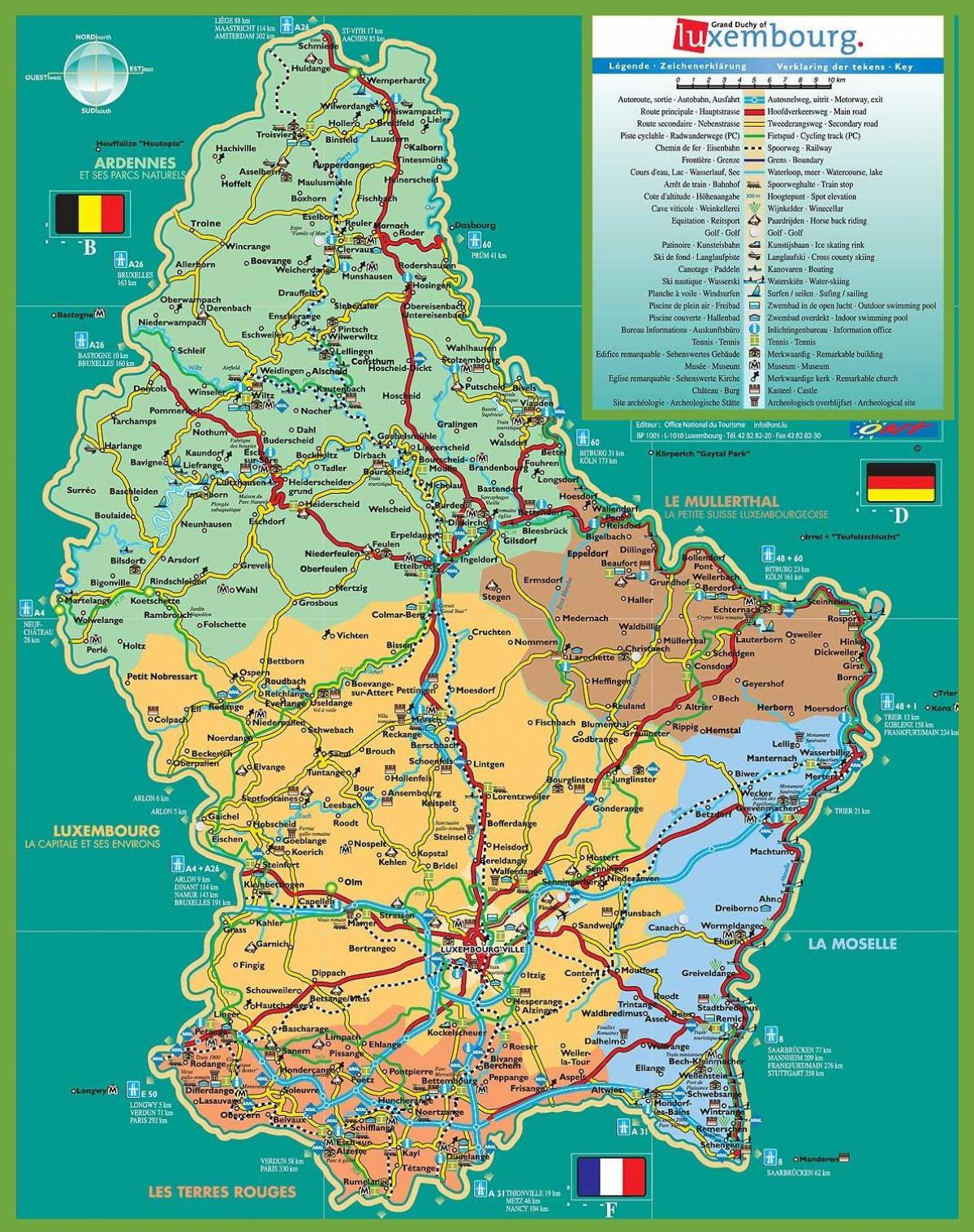 Luxembourg attractions de la carte