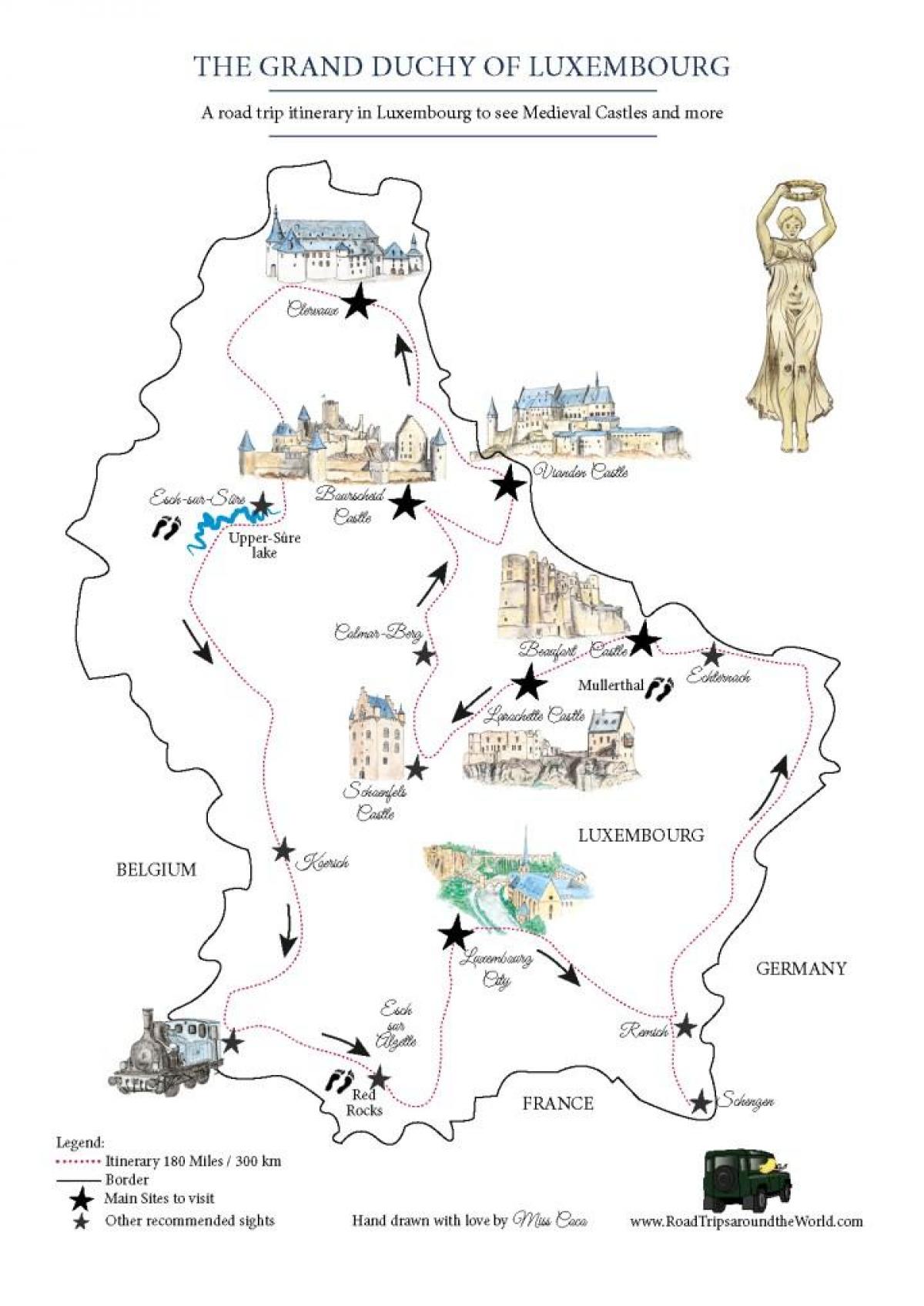 la carte de Luxembourg châteaux