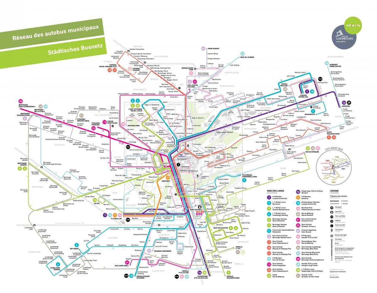 la carte de Luxembourg transports publics