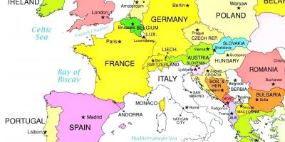 Carte de l'europe montrant Luxembourg
