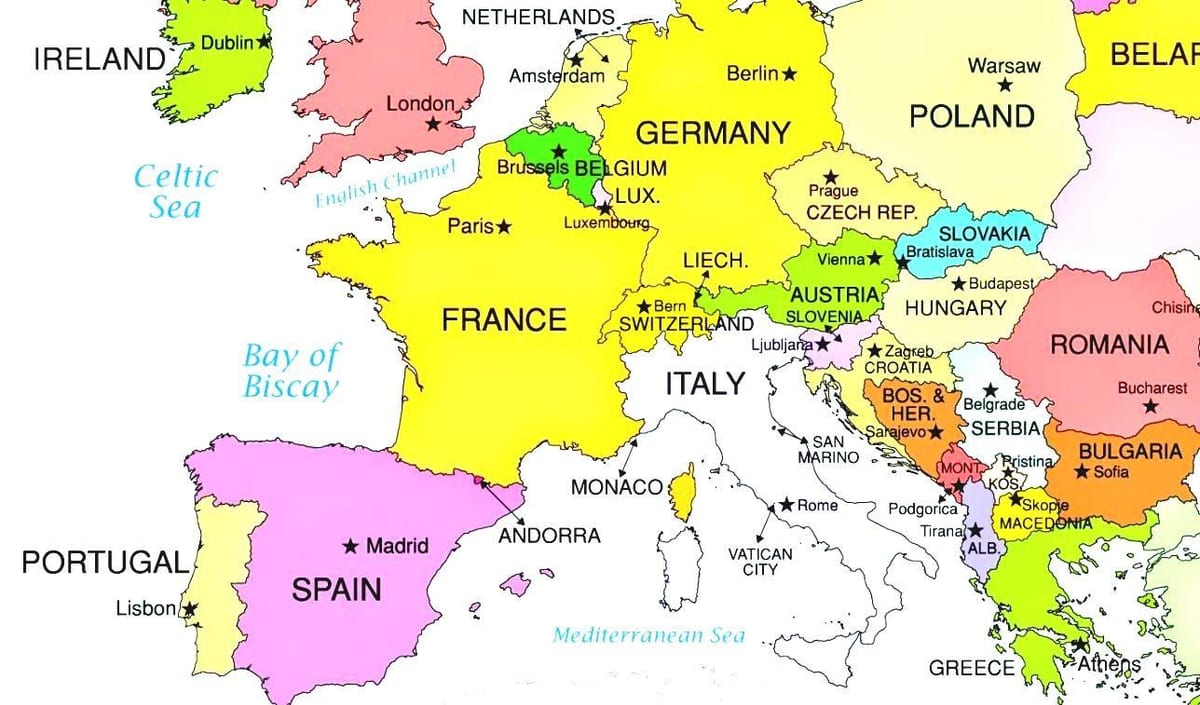 carte de l'europe montrant Luxembourg