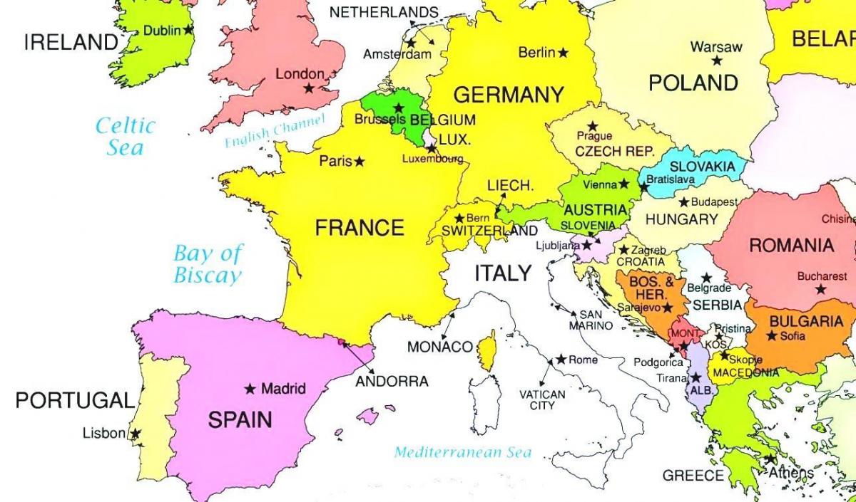 carte de l'europe montrant Luxembourg